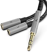 FUNDIAN 3.5mm True Stereo L R Splitter Cable, 3.5mm Male to 3.5mm Female L R Aux Audio Adapter Hi...
