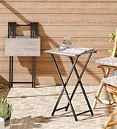 HOOBRO Folding TV Tray Table, Wooden TV Tray, Portable Sofa Side Table, Industrial Snack Table En...