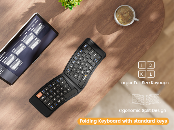 Ergonomic Split Bluetooth Foldable Keyboard multi-device - Black A+ content page (8)
