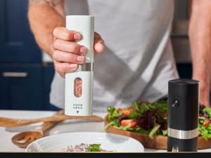 Salt and pepper grinder with blue led light