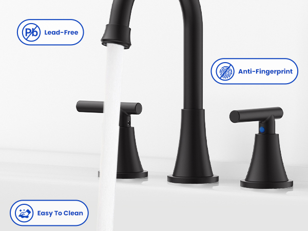 Matte Black Bathroom Sink Faucet Bathroom Faucets for Sink 3 Hole Faucet for Bathroom Sink Vanity RV