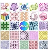 24 Pack Geometric Stencils Painting Art Templates Drawing Stencil Templates for Scrapbooking Cook...