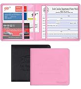 Wisdompro Car Registration and Insurance Holder 2 Pack PU Leather Vehicle Glove Box Documents Org...