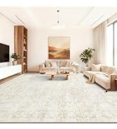 10x14 Area Rugs for Living Room: Washable Large Vintage Floral Rug Low Pile Non-Slip Boho Carpet ...