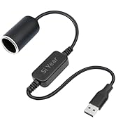 SiYear USB A Male to 12V 18W Cigarette Lighter Socket Adapter Power Cable for Driving Recorder, R...