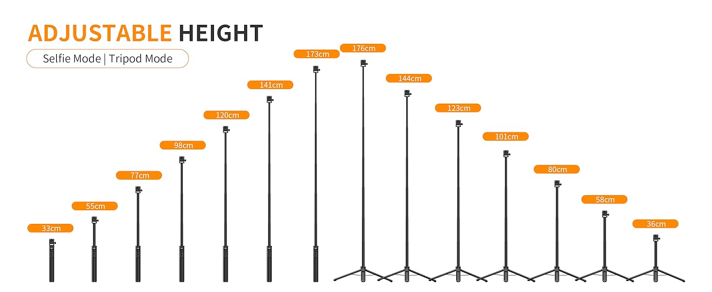 7 section extendable tripod provides multiple heights to meet different needs