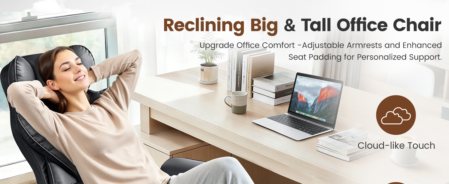 Big and Tall Office Chair for Heavy People 400 LBS Executive Chair with High Back &amp; Footrest
