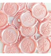 25 Pcs Pink Rose Wax Seal Stickers, Pink Wax Seal for Wedding Invitation, Easy to Use and Good Ad...