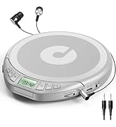 Gueray H-01 Silver CD Player Portable for Car,Personal CD Players with Headphones Anti-Skip Prote...
