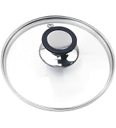 Tighall Universal Round Lid for Pans 6.5 Inch Tempered Glass Pot Lid, with Steam Vent Hole and He...
