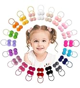 choicbaby Baby Girls Hair Accessories - Small Fluffy Pom Pom Ball Elastic Ponytail Holders and Ru...
