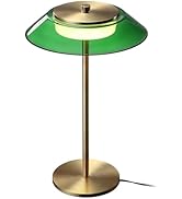 TORCHSTAR Green Glass LED Desk Lamp, 3-Step Dimmable Desk Lamps with Antique Brass Body, 330LM 10...