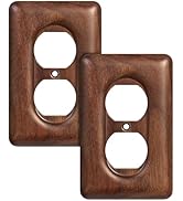 YDJSA 2-Pack Wood Outlet Covers Solid North American Walnut Plug Plate Covers, Electrical Wall Pl...