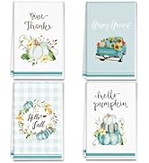 Thanksgiving Kitchen Towels Blue Pumpkin Dish Towels Ultra Absorbent Autumn Harvest Hand Towels H...