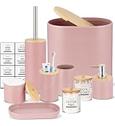 IMAVO Bathroom Accessory Set-11Pcs Pink Bathroom Accessories Set with Trash Can,Soap Dispenser,So...