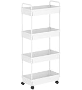 Buzowruil Rolling Storage Cart 4 Tier Organizer Mobile Shelving Unit Storage Rolling Utility Cart...