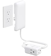 NUTICT 3ft Flat Extension Cord with 3 Outlets, Flat Wall Plug &amp; Flush Outlet Cover, 900J Surge Pr...