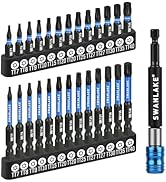 SWANLAKE Impact Torx Bit Set, 27-piece 1''&amp;2'' Security Tamper Proof Magnetic Screwdriver Bits, T...