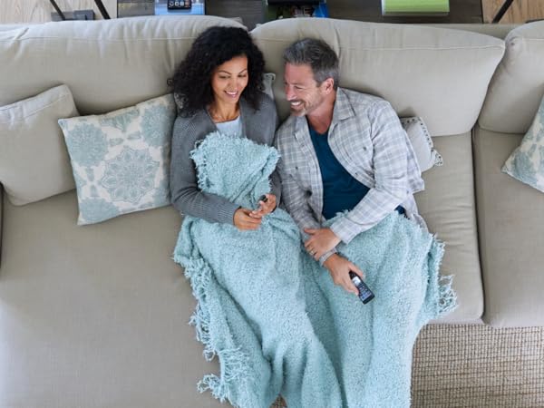 Couple relaxing on their couch