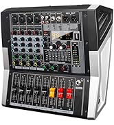 KASCHUN Audio mixer Audio interface mixing console 99-Bit DSP Power amplifier USB DJ Mixer +48V p...