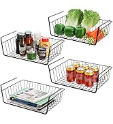 Tebery 4 Pack Black Under Shelf Wire Basket, Hanging Storage Baskets Under Cabinet Add-on Storage...