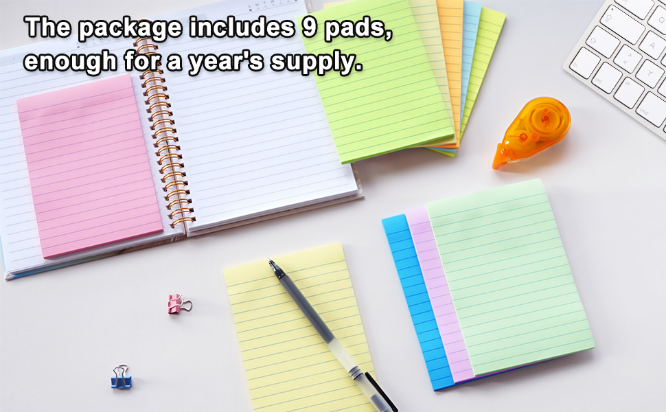 pastel lined sticky note pads