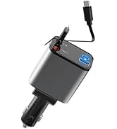 Retractable Car Charger 84W, 4 in 1 Fast Car Phone Charger Build-in 2 Retractable Charging Cables...