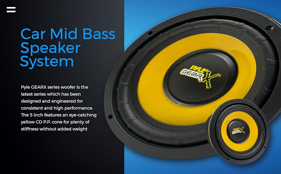 Car Bass Speaker, Car Audio Bass Speaker, Pyle Car Bass Speaker, Mid Bass Speaker, Pyle Bass Speaker