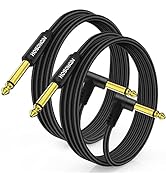 HOSONGIN Guitar Cable 6.6 feet 2 Pack - 1/4 Inch Electric Instrument Cable Bass AMP Cord for Elec...