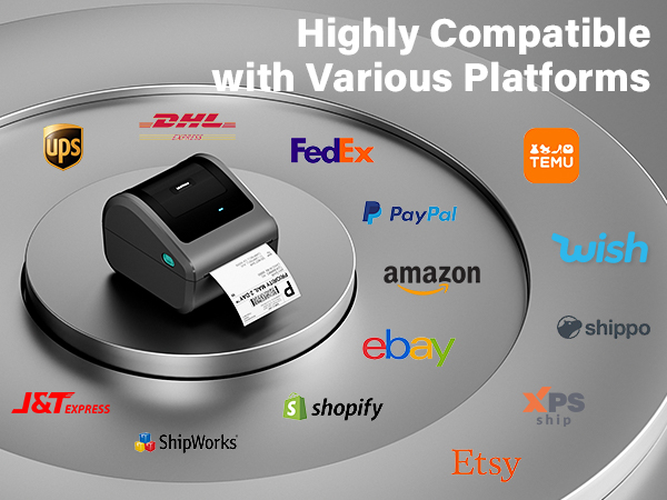 Bluetooth Shipping Label Printer, D450 Thermal Label Printer for Address Postage Small Business
