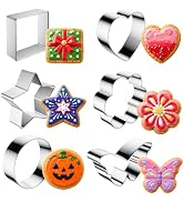 MINO ANT Stainless Steel Cookie Cutters, Square, flower, round, heart-shaped, star-shaped and but...