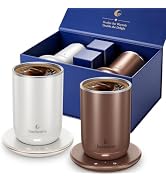 Self Heated Stirring Coffee Mug Set of 2, 10oz Cup with Warmer, BrownWhite | 3 temp settings, sta...