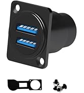 YiKaiEn Dual USB 3.0 Panel Mount Adapter - D-Type Female to Female with Waterproof Cover, 5Gbps H...