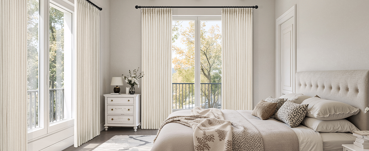 pleated curtains 4 panels