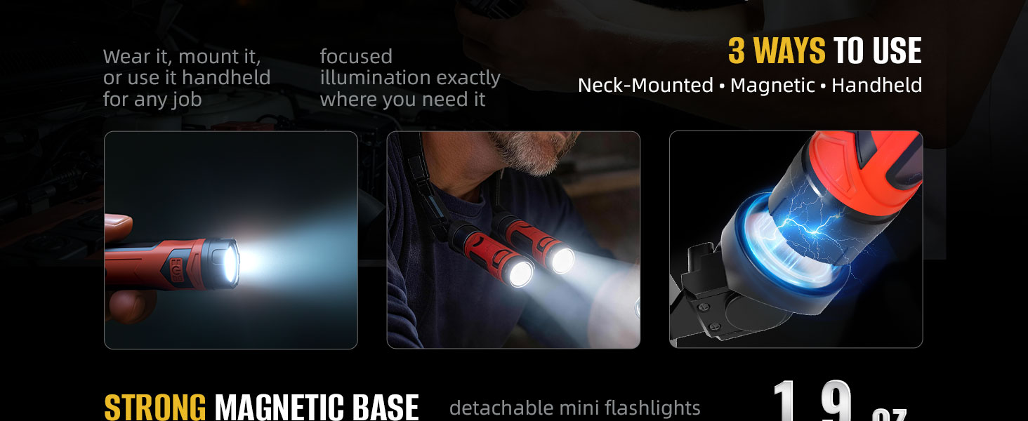 Detachable Magnetic Neck Flashlight