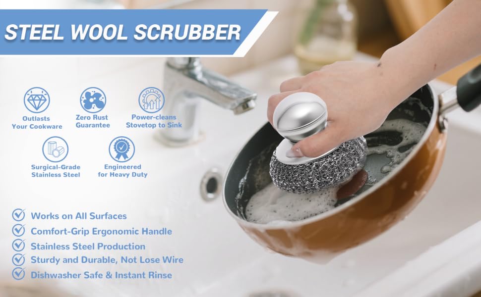 Steel Wool Scrubber with Handle