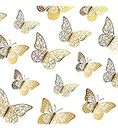 48 Pcs Butterfly Wall Decor Stickers, 3 Sizes Butterfly Decorations, 3D Butterfly Party Decoratio...