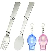 2PCS Folding Fork And Spoon Set With Case Portable Folding Tableware Set Portable Cutlery for Tra...