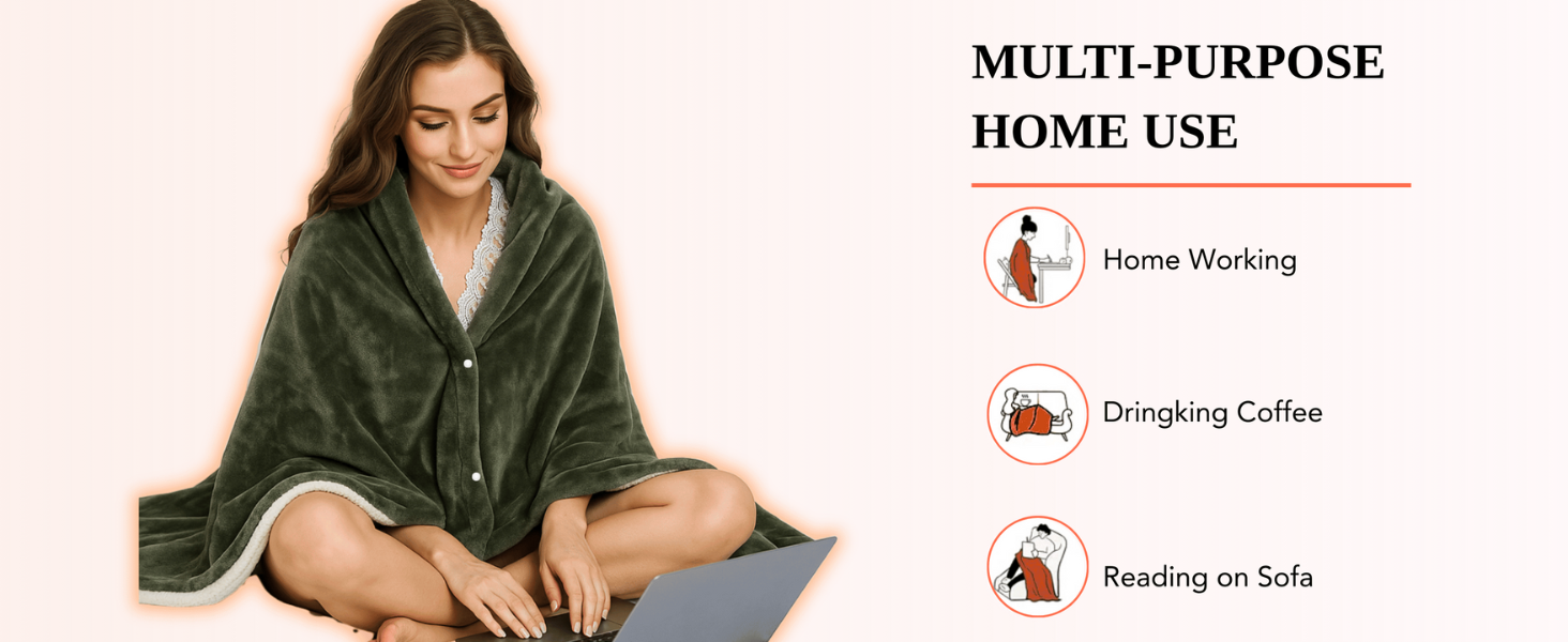 green heated throw blanket