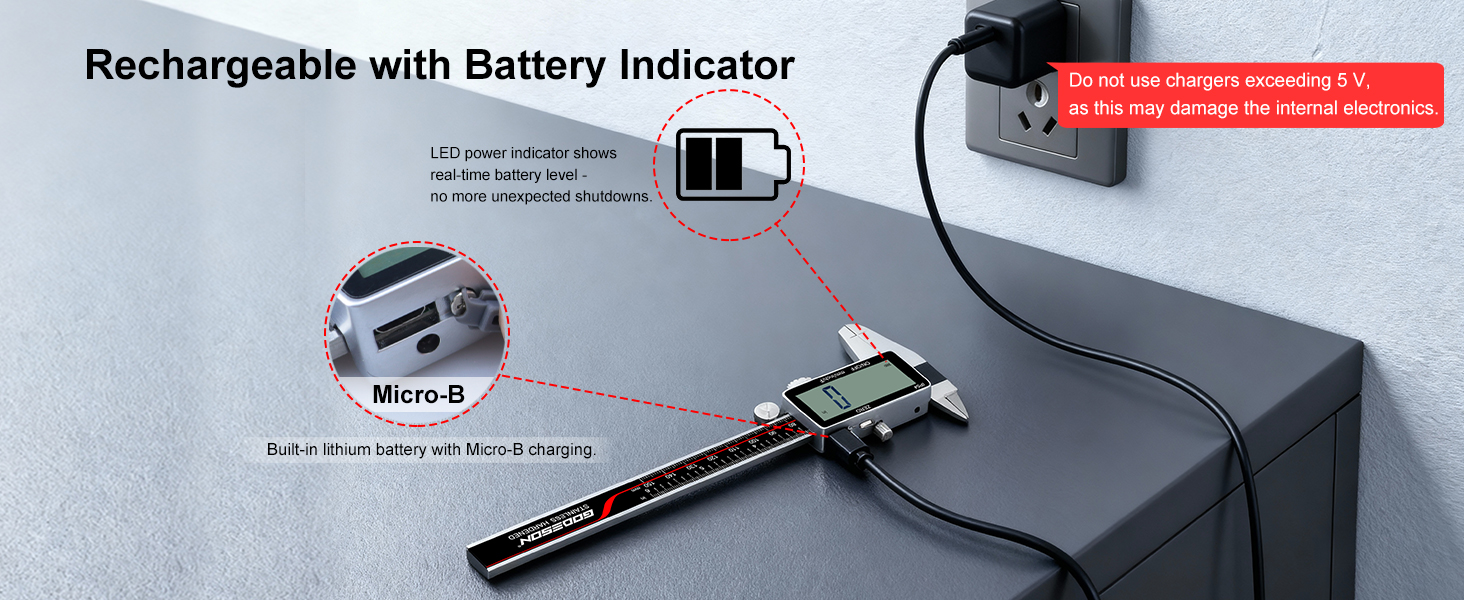 rechargeable digital caliper