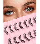False Lashes Wispy Eyelashes Natural Look 15MM Fake Eyelash with 0.1MM Thin Band Lightweight 3D V...