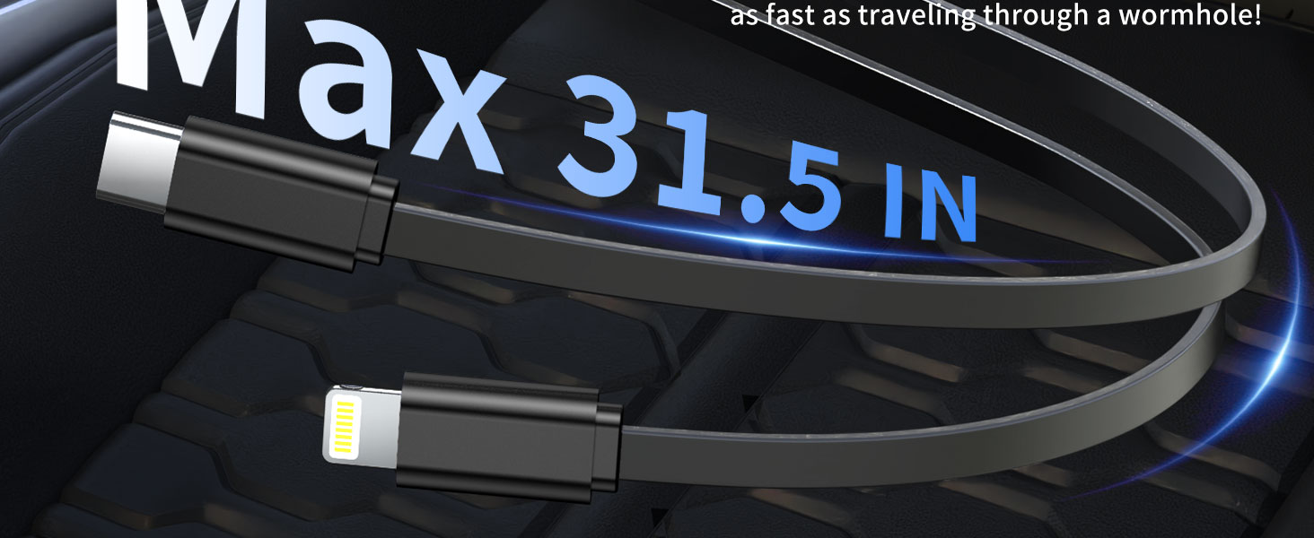 Retractable Car Charger Max 31.5 IN