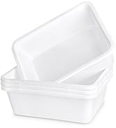 Suwimut 4 Pack Dish Pans for Kitchen Sink, 12 Quart White Rectangle Plastic Dishpan Wash Basin, L...