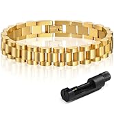 MPRAINBOW 2pcs 18K Gold Plated Chain Link Bracelet, Stainless Steel Crystal Friendship Bracelets ...