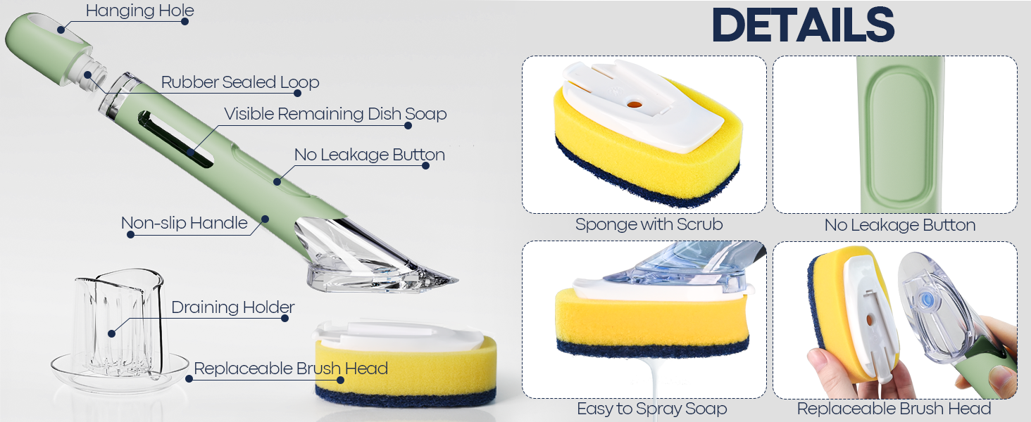 dish scrub brush with soap dispenser