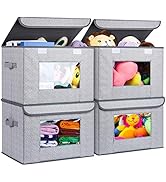 Univivi Foldable Nursery Storage Bin [4-Pack] Fabric Storage Boxes with Lids Large Toy Organizers...