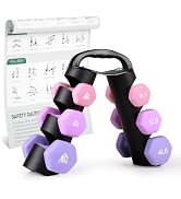LIONSCOOL Set of 2 Neoprene Coated Dumbbell Hand Weights, Anti-Slip and Anti-Roll Hex Dumbbells i...