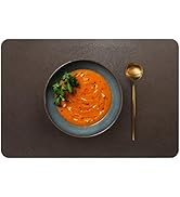 RENMTURE Faux Leather Placemats Set of 4,with 4 Cup mat,Washable, for Kitchen Dining Table,Restau...