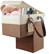 2025 NEW Foldable Stairs Basket Flax, L-Shape Stair Organiser Basket with Carry Handle and Lid, s...
