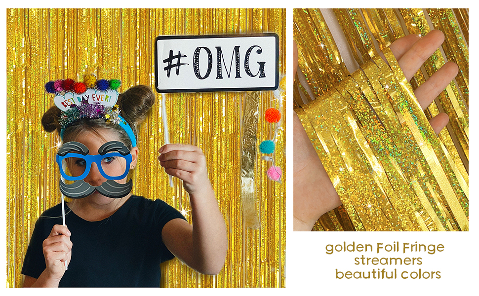 gold tinsel backdrop birthday party decorations tinsel curtain party streamers backdrop foil fringe